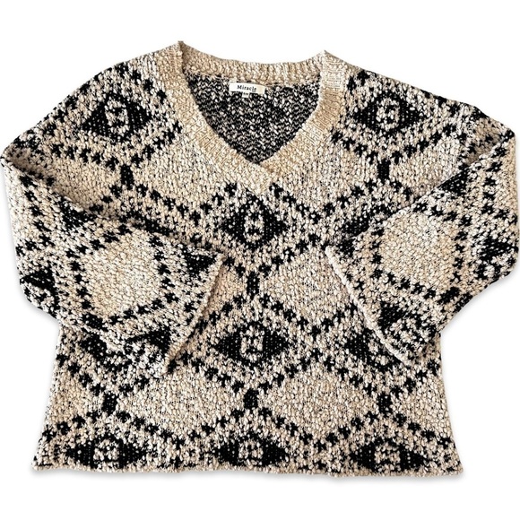 Knit oversized Pullover Sweater Long Sleeve V-Neck Popcorn - Picture 9 of 9